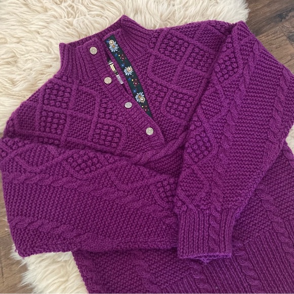 Vintage EIR Sun Valley Handknit Cable-knit Wool Pullover Sweater Sz M - Picture 4 of 10